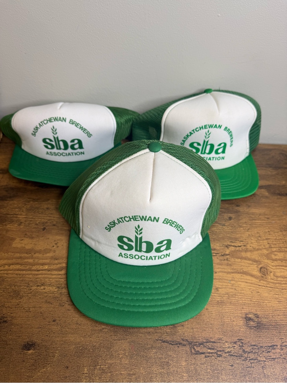 Vintage Saskatchewan Brewers Association Trucker Hats Foam Core Green & White